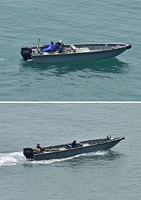海象轉平穩,東引海域又見大陸高速海釣船入侵,且以非常靠近沿近岸方式進行非法海釣活動。(圖/文:陳其敏)