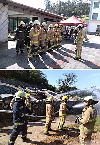 清明掃墓季節到來,連江縣消防局特執行清明專案搶救演練,模擬清明節期間可能發生的墓地火災及山林失火等災害,實兵出動演練,過程相當逼真。(圖/文:曹重偉)