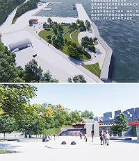忠誠門綠地廣場亮點營造,連結廟埕與海港交融的歷史記憶空間,形塑東引山城的新門戶意象。(圖:鹿島工程技術顧問公司)