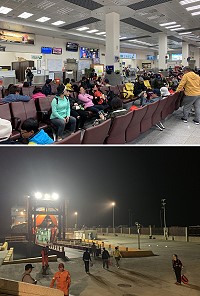 清明連假結束,昨日南北竿機場中午短暫關場,在「雙船」疏運下,海空共1268人返台。(圖/文:馮紹夫)