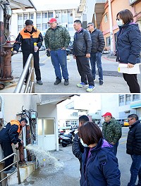 　東引消防分隊會同自來水廠、鄉民代表會主席王維德、副主席王禮翼、代表張雪華等人共同進行消防栓水源全面清查，確認每支消防栓在災害發生時可以正常運作。（圖／文：陳其敏）
