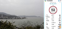 又見灰濛濛的天空,空氣污染隨強烈大陸冷氣團入侵,馬祖地區16日一早就是一片灰;環保署空氣品質監測網顯示,馬祖空氣品質為紅色警示。(圖/文:曹重偉)