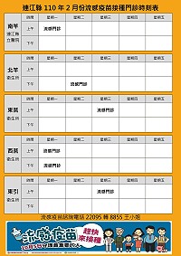 　打疫苗，平安過好年，衛福局配合中央政策同步於1月30日起擴大公費流感疫苗全民接種至疫苗用罄，請18歲以上所有民眾可依各院所門診時間表前往接種。（圖：連江縣衛生福利局）