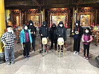 　迎接一年一度元宵慶典，北竿蕭王府鼓板隊利用寒假集訓。（圖／文：陳鵬雄）