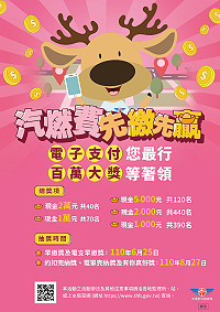 110年汽燃費先繳先贏-電子支付您最行,百萬大獎等著領活動正式開跑。(圖:公路總局)