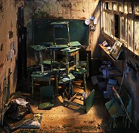 　北竿姜家三姐妹老大姜卉妍，以作品名稱《廢墟》參加UWE英國西英格蘭大學台灣區藝術設計大賽獲得優選。（圖：婁慶提供、文：陳鵬雄）
