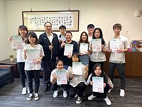 馬中110年全國高級中等學校水產群創意組複賽獲優勝參賽學生及指導老師與校長陳天賜合影紀念。(圖:馬中提供)