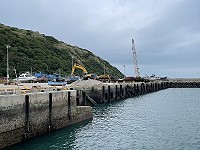 　白沙南碼頭增建浮動碼頭，未來砂石裝卸將改至北碼頭。（圖／文：陳鵬雄）