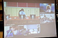　連江縣流行疫情指揮中心20日會議採視訊方式進行，設5個點連線召開，主場在縣府3樓會議室。（圖／文：曹重偉）