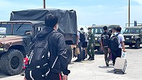 新冠肺炎全國升級三級警戒後,首批收假官兵返回莒光,隨即進行隔離。(圖/文:宋幸儒)