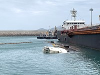　金輝輪沉沒福澳港區，航港局核定2千萬經費公開招標船體移除。（圖：馬祖日報）