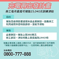 　充電再出發訓練計畫及安心就業計畫針對疫情擴大補助，期助受影響的勞工度過疫情難關。（圖：勞動部）