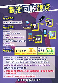 團結回收力量大,今年度校園廢電池回收比賽開跑,期望各校師生一起發揮創意,從日常用品回收各式各樣的電池。(圖:連江縣環資局)