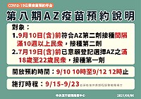 COVID-19公費疫苗預約平臺第八期自9月10日10時起開放預約,並自9月15日起開打。(圖:中央流行疫情指揮中心)