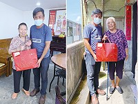 福智佛教基金會馬祖教室傳遞愛心到東引,由鄉長林德建代為贈送給長者。(圖:東引鄉公所)