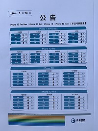 　蘋果iPhone 13系列上市，中華電信馬祖營運處配額25台，首日銷售20多支。（圖／文：馮紹夫）