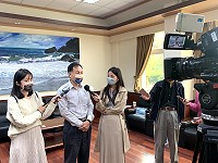 　劉增應27日接受台灣媒體聯訪，推廣台灣好行與馬祖旅遊。（圖／文：馮紹夫）