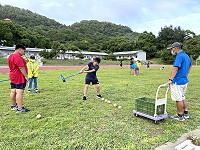 　塘岐運動場木球訓練草地完成，塘小師生終於有一塊合適場地可用。（圖／文：陳鵬雄）