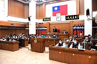 　連江縣議會第7屆第6次定期大會昨正式開議，議長張永江致開議詞。（圖／文：曹重偉）