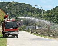 　西莒消防車協助灌溉各景點花卉、林木。（圖／文：陳樂團）