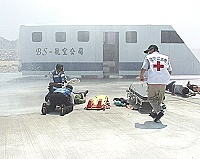 北竿航站舉辦年度航機失事搶救演習，過程緊湊、場面逼真。（圖／文：陳鵬雄）