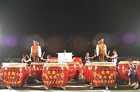 　仁愛國小大鼓陣打遍四鄉五島，大鼓震撼人心。圖／文：張登傑