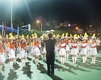 基隆女中樂儀隊擔任大會配樂演奏，非常專業。（圖／文：曹重偉）