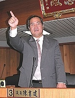 　議員陳書建進行質詢。（圖／文：曹重偉）
