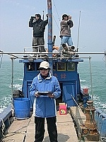 　馬祖海域鯨豚生態資源調查團隊昨日進行首次的海上鯨豚觀測。（圖：楊世主提供）