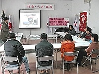 　垃圾南運說明會輪到南竿場，多位村長、民代出席並表達質疑及反對立場。（圖／文：曹重偉）