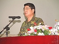　馬防部日前假梅石中正堂召開馬防部四十週年隊慶慶祝大會，由司令程中將親蒞主持。（圖／文：萬力維）