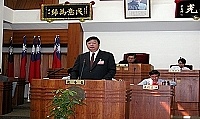 　縣長陳雪生進行施政報告。（圖／文：曹重偉）