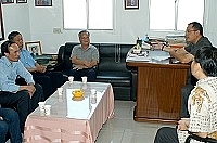 　基隆市審計室主任葉茂盛昨日拜會南竿鄉鄉長林樹清，針對基層單位會計、主計、審計業務交換意見。（圖／文：張登傑）