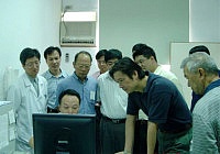 　北市副市長金溥聰等人拜會縣立醫院，並關切「台北馬祖無線醫療整合系統」的運作現況。（圖／文：曹重偉）