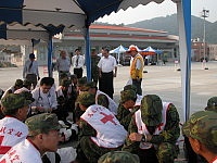 　北竿航空站實施年度航空器失事搶救演習，民航局局長張國政親自督陣。（圖／文：陳鵬雄）
