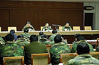 　司令於會中針對四大工作要求目標「善戰、效率、成長、安全」，期勉防區全體官兵為個人及單位未工作做周詳的規劃，認真地執行。（圖／文：吳語軒）