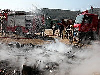 　介壽海埔新生地工寮因民眾自行焚燒垃圾失控發生火警，附近草地化為焦土。（圖／文：曹重偉）