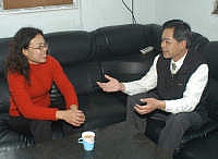 　南竿鄉長朱秀平昨日前往南竿鄉代會拜會新任鄉代會主席林翠雲，尋求南竿鄉政建設的共識。（圖／文：張登傑）