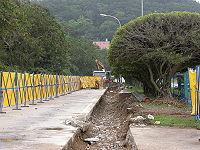　配合珠山電廠計畫，由福澳至電廠埋設輸油管路。（圖／文：陳鵬雄）