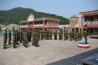 　馬防部蒞北高指揮部實施軍歌驗收，受測官兵個個士氣高昂、精神抖擻，信心滿滿能為擎天部隊爭取最高榮譽。（圖／文：游象雲）