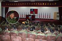 馬防部主任於主持退伍官兵離營座談時,提醒每位官兵於退伍前夕,應更加謹慎小心,防範軍紀危安事件發生,並慎選退伍後工作,開創未來美好前程。(圖/文:劉家興)