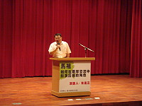 　前立委朱高正蒞馬演講，暢談兩岸近年來發展上的差異，也建議馬祖要主動出擊建立與媽祖文化的連接，改善交通條件。（圖／文：劉秋月）