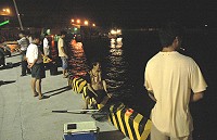 　鯷仔、白帶魚相繼來報到，東引中柱碼頭是愈夜愈熱鬧。（圖／文：陳其敏）