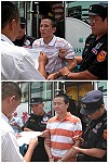 大陸劫機犯楊明德(上圖)、林文強(下圖)昨天在警方嚴密戒護下,搭乘「海峽號」從馬祖遣返大陸。(圖/文:曹重偉)