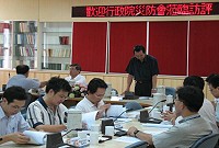 副縣長徐文吉率領縣府防災團隊向行政院災害防救委員會訪視小組表示歡迎。(圖:縣消防局提供)