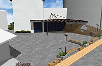 南竿鄉仁愛綜合市場前將規劃為休憩區,正門上方則加蓋採光罩,有利遮陽、避雨。(圖:劉穎提供)