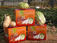 　　冬令時鮮蔬菜&#22338;里三寶禮盒，即起開始銷售。（圖／文：陳鵬雄）