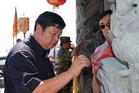 　東引鄉玹璣廟舉行整建落成剪綵及天公爐、龍柱、雄獅開光儀式。（圖／文：陳其敏）