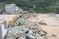 　颱風過後，北竿塘后道產生大規模的地形變化。（圖／文：陳鵬雄）