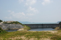 　后澳水庫目前氯鹽含量每公升二七五毫克，儲水量四萬五千多噸，水位三米二。（圖／文：鄭慧菁）